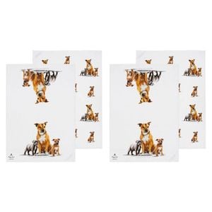 2x 2pc Ashdene Puppy Love Staffy Terrier Kitchen Tea Towel 50x70cm - White