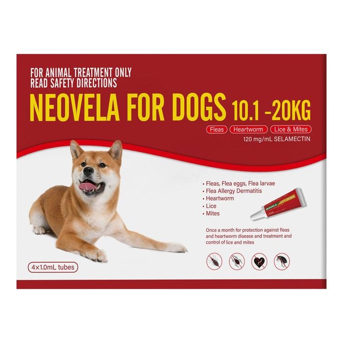 Neovela (selamectin) Flea And Worming For Dogs 10 - 20 Kg Red 8 Pack
