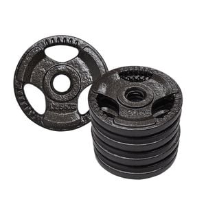 8 Pack of 1.25kg - Total 10kg Standard 26.5mm Triple Handle Hammertone Cast Iron Weight Plate