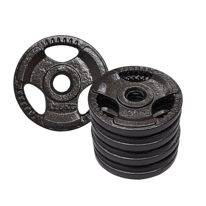8 Pack of 1.25kg - Total 10kg Standard 26.5mm Triple Handle Hammertone Cast Iron Weight Plate