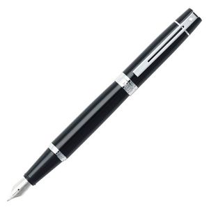 Sheaffer 300 Fine Fountain Pen (Glossy Black) (Chrome Trim)