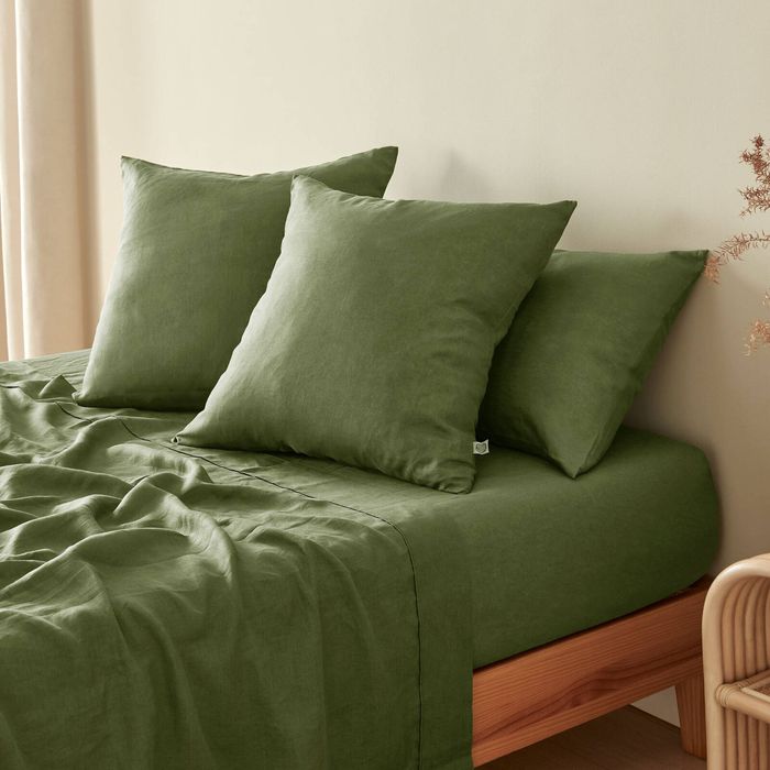 Natural Home 100% European Flax Linen Hunter Euro Pillowcase Twin Pack