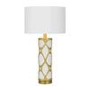 Telbix Vilma Modern Table Desk Lamp Light Ceramic Metal Fabric White Gold