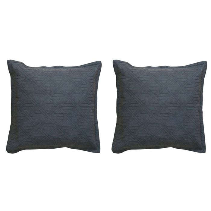 2PK Bianca Hallston Pre-Washed Cotton Cushion 43x43cm - Charcoal