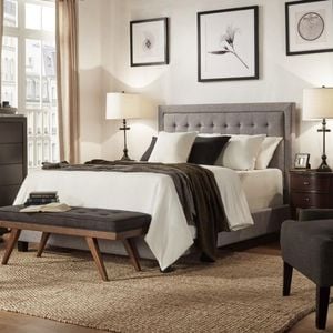 Istyle Jensen Double Bed Frame Fabric Grey