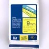 Brother Tze-621 Tape 9mm X 8m: Black On Yellow Laminated