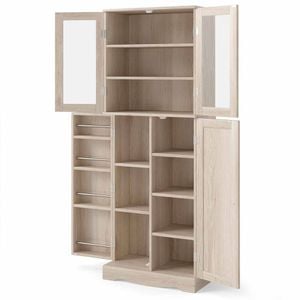 Costway 1.6m Kitchen Cabinet Sideboard Cupboard Natural