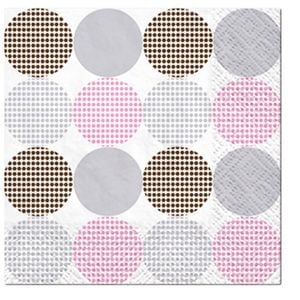 20pc Paw 3 Ply Lunch 33x33 Cm Premium Paper Flexo Napkins - Dotsy Dots Rosa