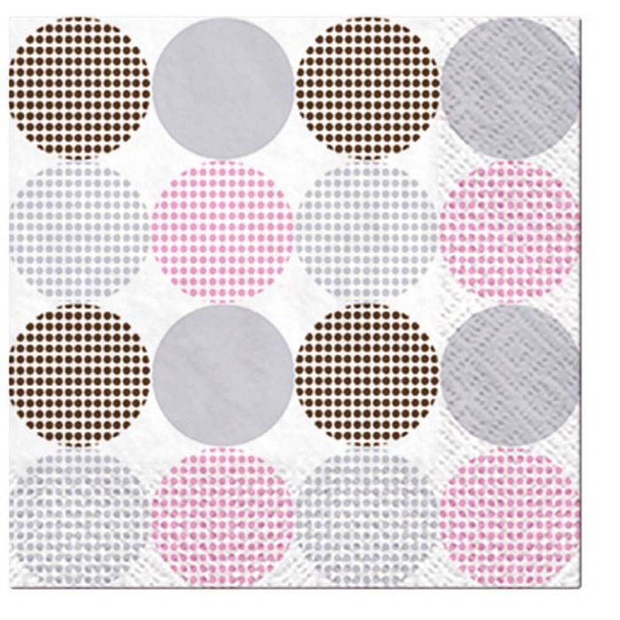 20pc Paw 3 Ply Lunch 33x33 Cm Premium Paper Flexo Napkins - Dotsy Dots Rosa