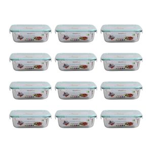 12PK Fresh Guard Microwavable Glass Airtight Food Storage Container 630ml
