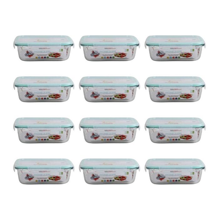 12PK Fresh Guard Microwavable Glass Airtight Food Storage Container 630ml