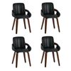 Oikiture 4x Dining Chairs Pu Leather Kitchen Chairs Bentwood Armchair Black