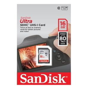 Sandisk Ultra 16gb Sd Card Sdhc Uhs-i 80mb/s Camera Dslr Memory Card Sdsdunc-016g