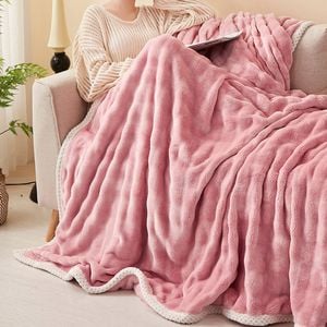 CottonMore  Large Super Soft Faux Rabbit Plush Winter Blanket Throw Rug 200x230 cm Pink