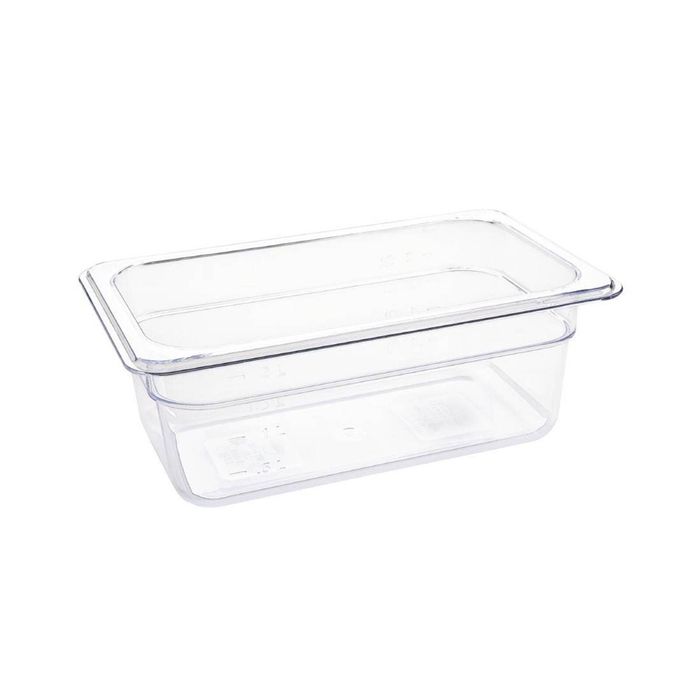 Vogue Gastronorm Pan Clear Polycarbonate Gn 1/4 100mm Food Storage Container Commercial Kitchenware