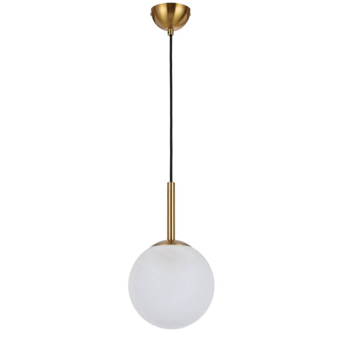 Telbix Bally Modern Pendant Hanging Lamp Light Glass Metal Antique Gold Alabastro