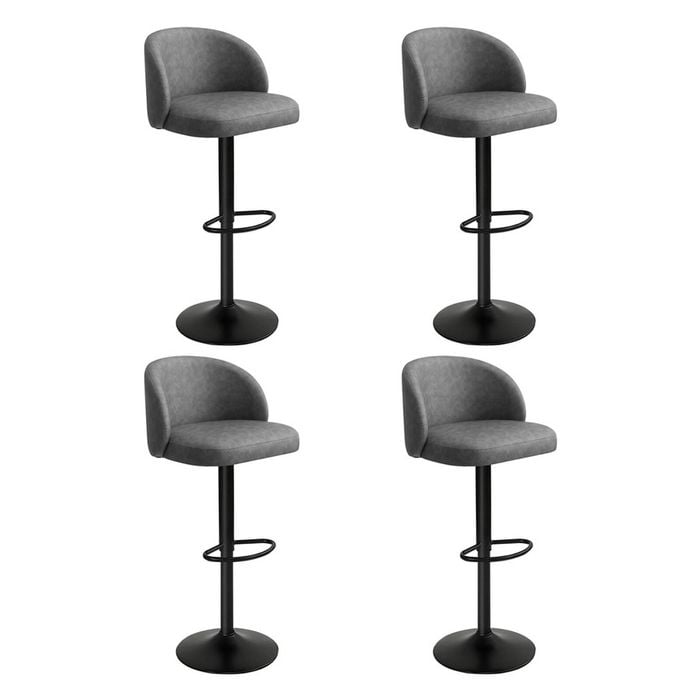 Levede 2pcs PU Leather Bar Stools - Dark Grey
