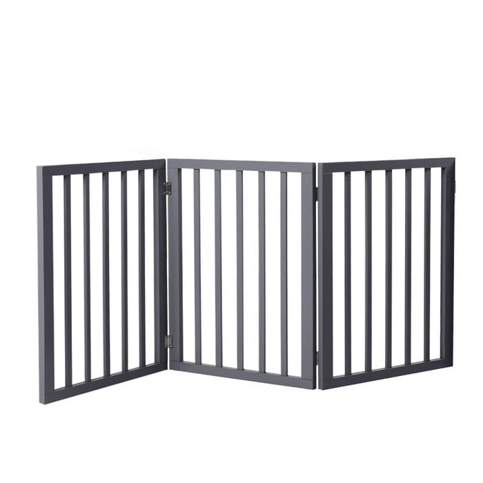 Pawz 3-Panel Wooden Foldable Pet Gate Grey