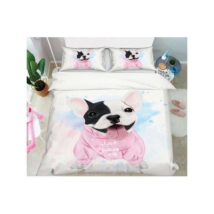 3D Watercolor Pet Dog 011 Bed Pillowcases Quilt King Single Size