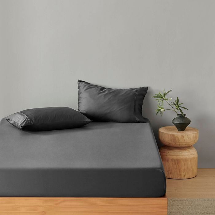 Natural Home Bamboo Fitted Sheet Set Charcoal Super King Bed