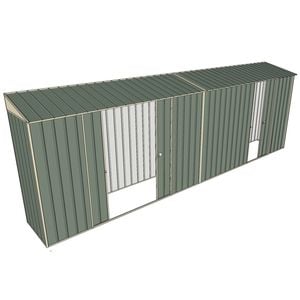 Build-a-Shed 0.8 x 6 x 2m Skillion Shed with Double and Single Sliding Side Doors - Green