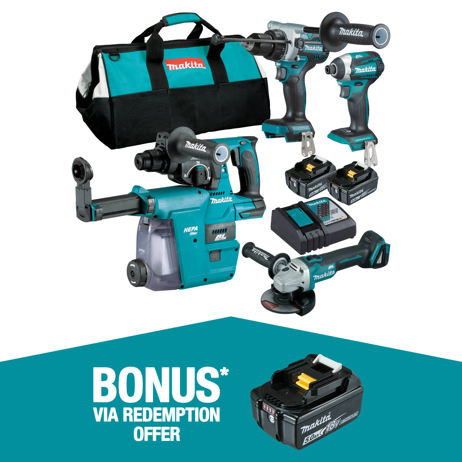 Makita Brushless 4 Piece Combo Kit DLX4148TX1 Bunnings Australia