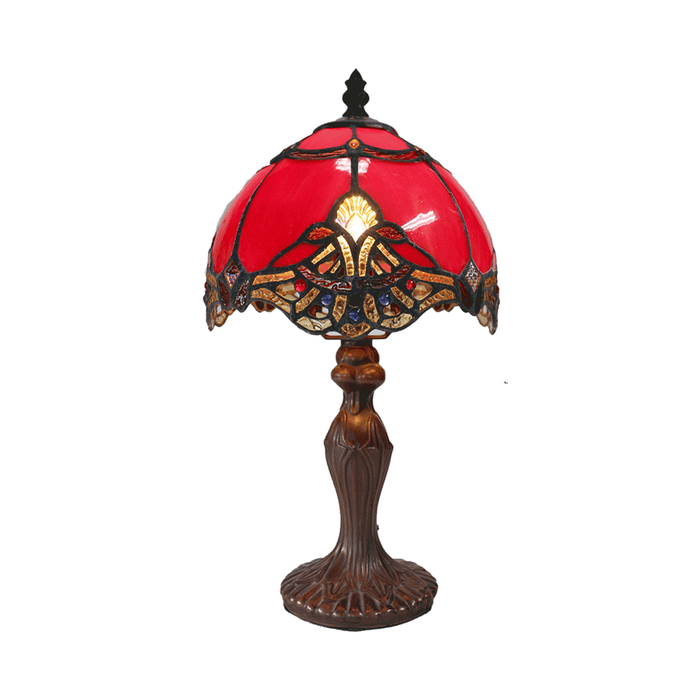 G&g Benita Small Tiffany Table Lamp Red