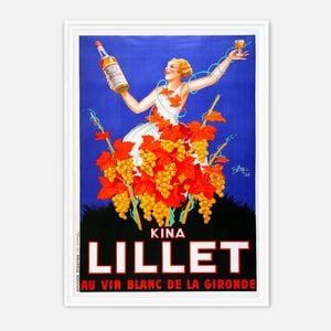 Galrie Kina Lillet 1937 Vintage Poster Art by Roby Retro French Advertising Decor, White Frame, A3 30 x 42cm (12 x 16inch)