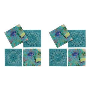 2x 4pc LVD Aquarium Glass Coaster Mat Pad Square 17x12cm