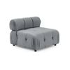 Foret 1pc Armless Seat Modular Extension Lounge Tufted Velvet Sofa Light Grey