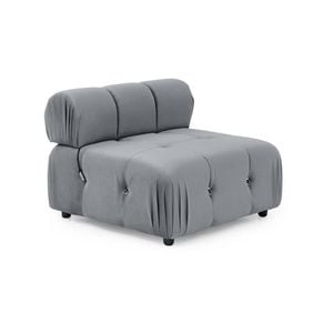 Foret 1pc Armless Seat Modular Extension Lounge Tufted Velvet Sofa Light Grey