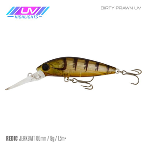 Samaki Redic Jerkbait MS60 Hard Body Fishing Lure Dirty Prawn UV