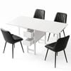Artiss Dining Table And Chairs Set 5pcs Foldable Kitchen Furniture With 2 Drawers Black And White