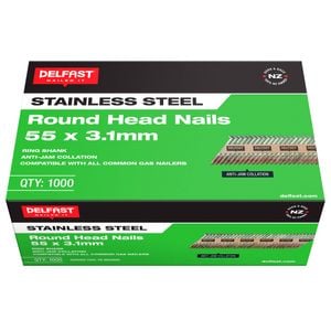 Delfast 55 x 3.1mm Roundhead Ring Stainless Steel Nails - 1000 Pack