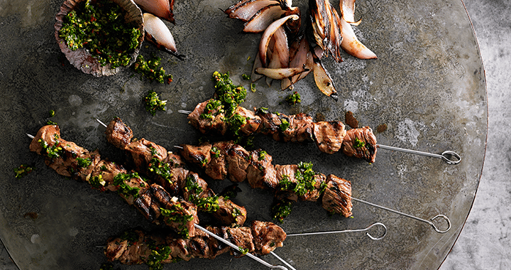Garlic & Oregano Lamb Skewers With Chimichurri Recipe | Matador BBQs
