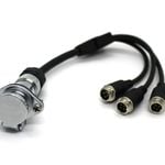 Elinz Reverse Camera Trailer Cable Coil 7PIN to 4PIN Weatherproof Male Connector 3 AV Input with Audio Caravan RV