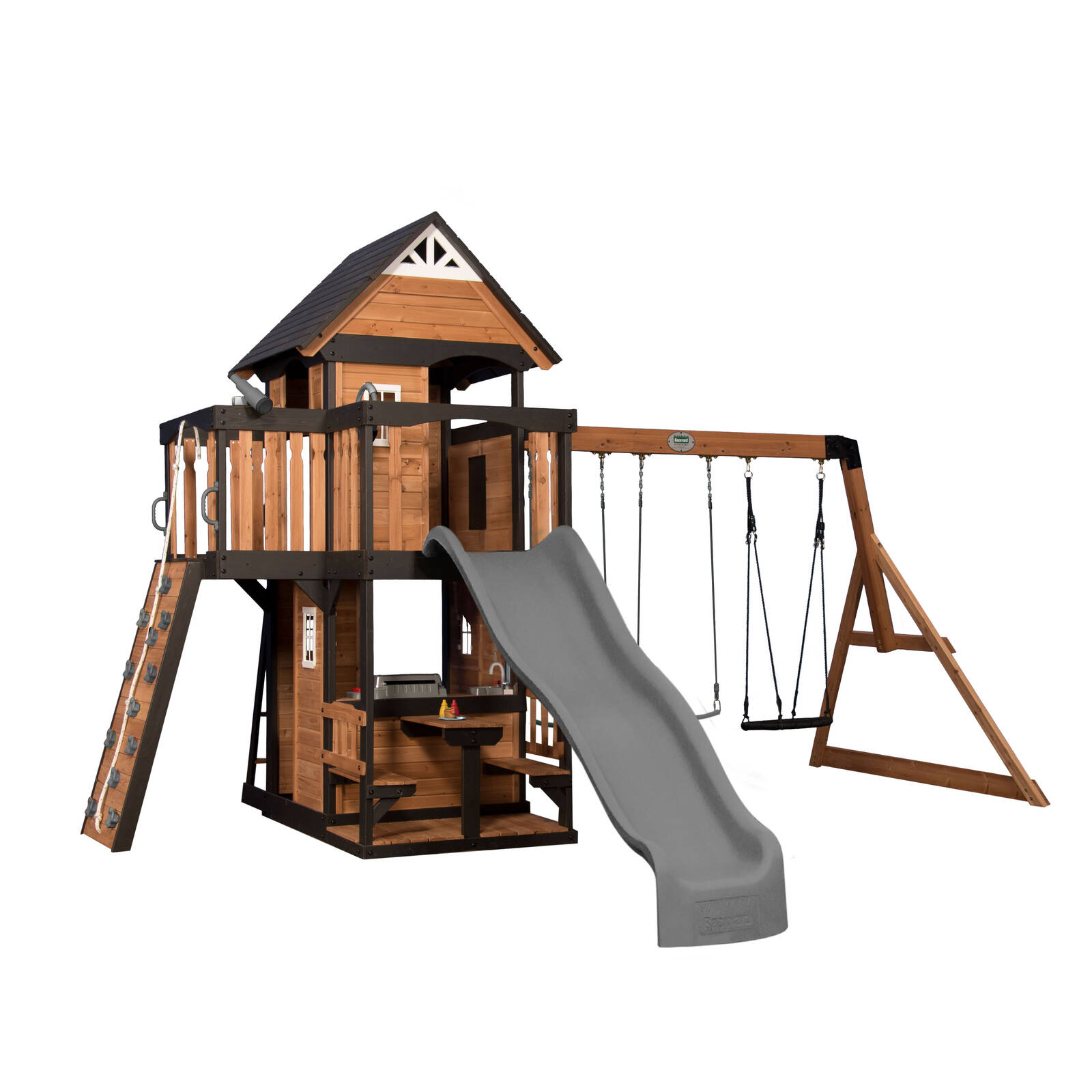 Backyard Discovery Canyon Creek Cedar Wood Play Centre Swing Set