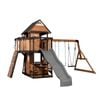 Backyard Discovery Canyon Creek Cedar Wood Play Centre Swing Set with Slide and Clubhouse