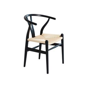 benssur NORD Solid Ash Paper Rope Dining Chair Black