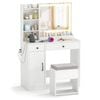 Costway Dressing Table Stool Led Lighted Makeup Vanity Set
