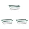 3PK Ecology Store Rectangle Glass Food Container 1050ml - Eucalyptus