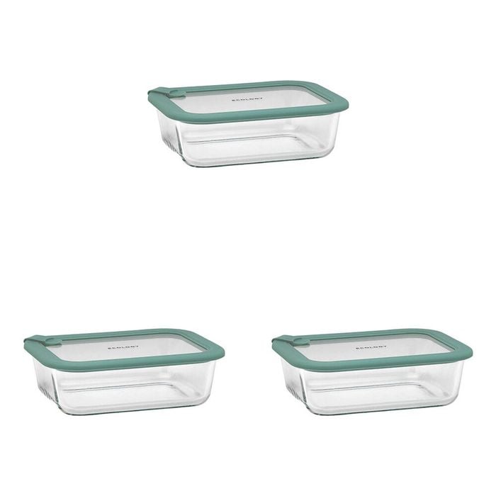 3PK Ecology Store Rectangle Glass Food Container 1050ml - Eucalyptus