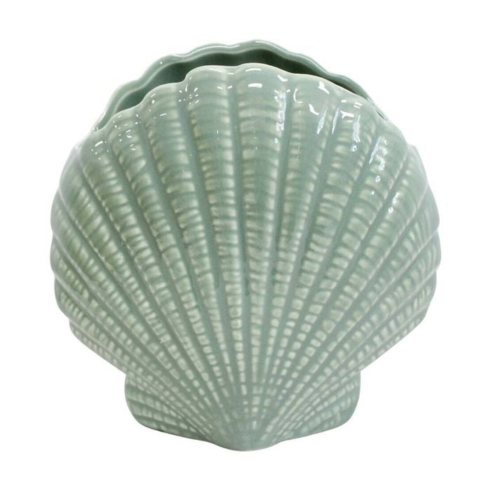 Lvd Fan Shell Nautical Decorative Ceramic Vase/planter Home Decor 16x16x9cm