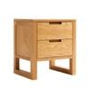 MIUZ Solid Oak Wood Bedside Table, Large Side Storage End Table Shelf Nightstand