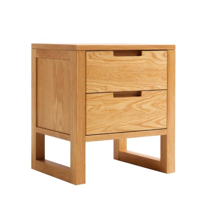 MIUZ Solid Oak Wood Bedside Table, Large Side Storage End Table Shelf Nightstand