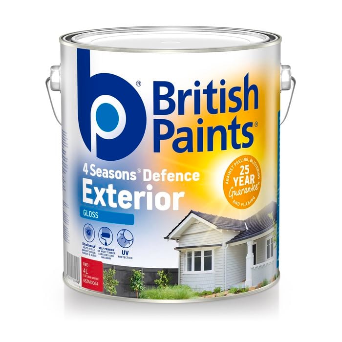 British Paints 4 Seasons 4L Gloss Red Exterior Paint
