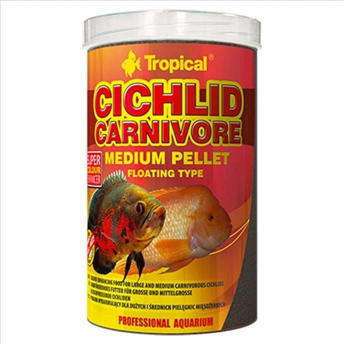Tropical Fish Food Cichlid Carnivore Medium Pellet 1000ml