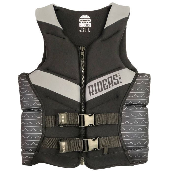 Riders Inc The Wave Men's PFD Life Jacket Vest Black-Grey (Size L)