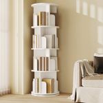 Advwin 4 Tiers Bookshelf Rotating Corner Bookcase Cabinet Revolving Display Stand Rack White