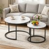 Ufurniture Set Of 2 Nesting Coffee Tables Round Side Table Center Table End Table